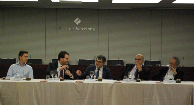 De izquierda a derecha, Tomás Diago, Pedro Arellano, Pau Juste, Salvador Alemany y Cristóbal Colón